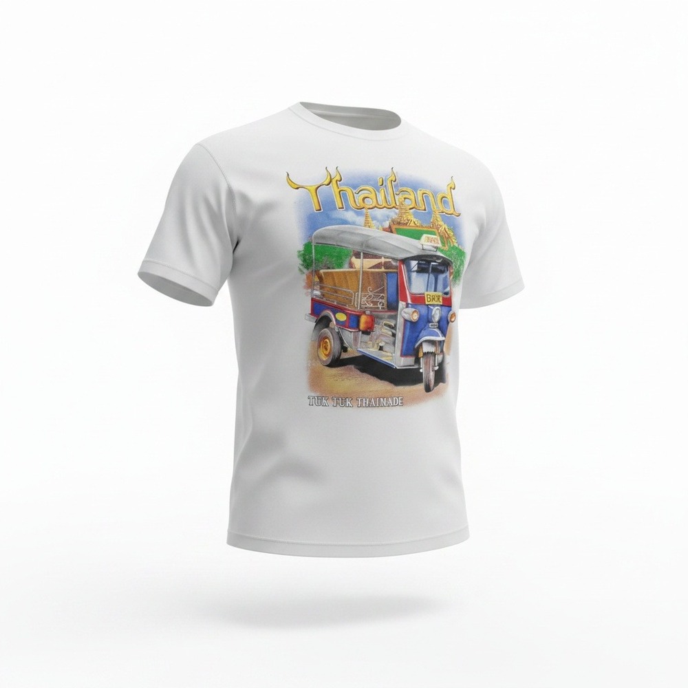 Super Thailand Tuk Tuk T Shirt Men's Large White Double Sided Graphic Tee